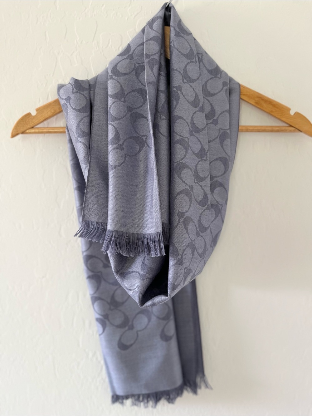Coach Blue Gray Signature Stole Scarf